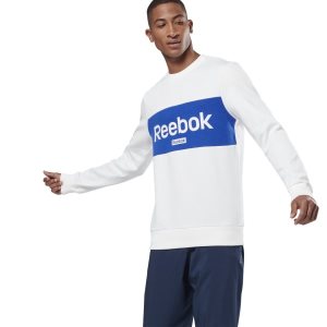 Bluza Męskie Reebok Training Essentials Linear Logo Białe PL 04WATXQ